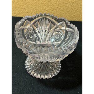Antique Imperial Glass Nucut 212 Footed Compote Saw Tooth Edge Dish